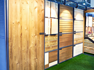 Wooden panels on floor and walls in store