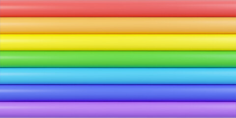 3d shapes with Rainbow colors. LGBT Pride Month vector background. 