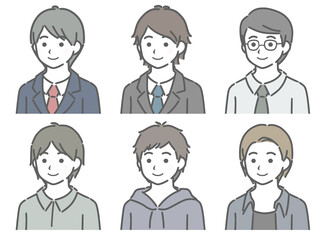 若い男性の斜め向き上半身セット