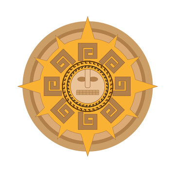Ornament, seal, pattern in the style of the ancient Aztecs, a people in central Mexico