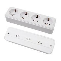 Overhead socket for 4 connectors isolated on a white background. Two angles: front and back.