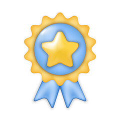 Winner medal. Minimal style. Premium quality and guarantee symbol. 3D vector illustration icon.