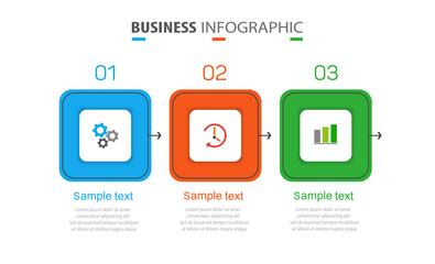 Business infographic design template with 3 options, steps or processes. Can be used for workflow layout, diagram, annual report, web design 