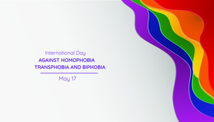 The International Day Against Homophobia, Transphobia and Biphobia background.Vector illustration in paper cut style