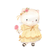 Watercolor cat illustration for kids