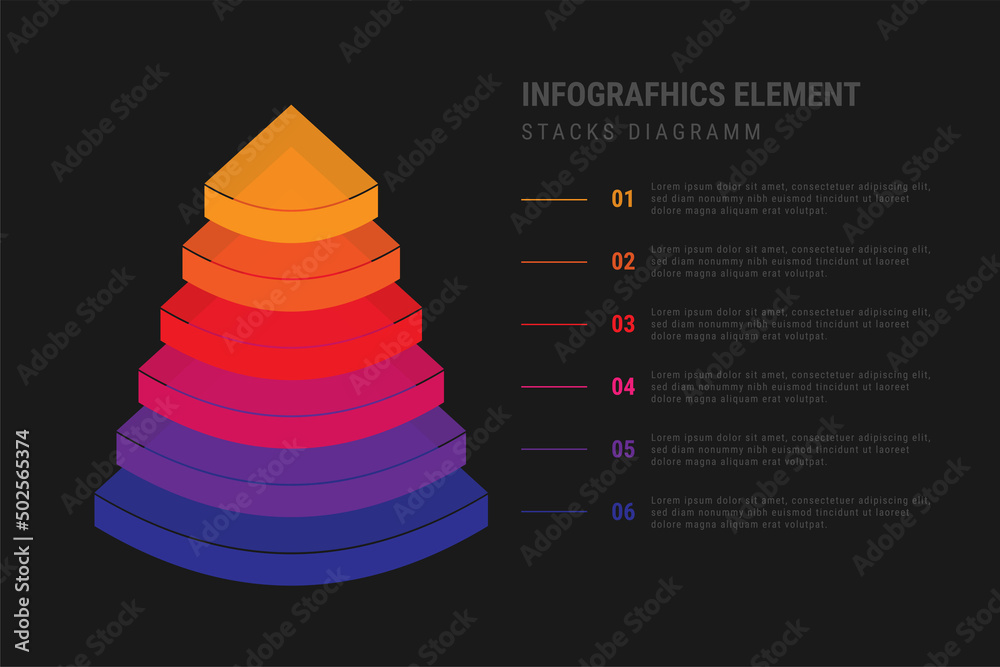 Aufkleber infographic element in the form of a stack chart. vector stock image