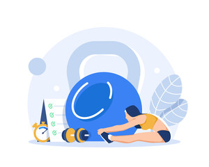 Healthy habits vector illustration, Exercising,relaxation and effective daily routine