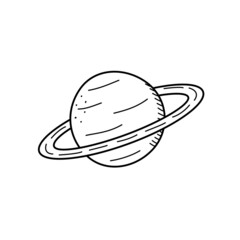 Planet Saturn cartoon vector illustration doodle style isolated on white.