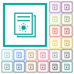 Covid documentation flat color icons with quadrant frames