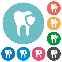 Dental protection flat round icons