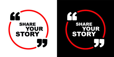 share your story on white background - obrazy, fototapety, plakaty