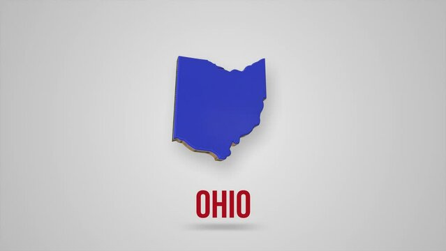 Line animated map showing the state of Ohio of the united state of america. Motion graphics.