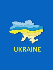 Obraz premium Stand with Ukraine, map with flag , stop war in Ukraine, paper cut effect 