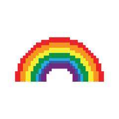 pixel Rainbow  icon.  Vector pixel art Rainbow  sign 8 bit logo for game