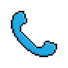 pixel phone receiver icon.  Vector pixel art call  8 bit logo for game