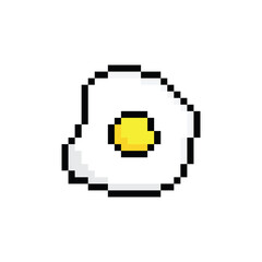 Fototapeta premium pixel egg icon. Vector pixel art fried eggs 8 bit logo for game