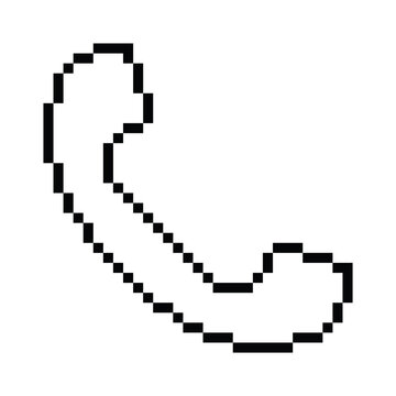 pixel phone receiver icon.  Vector pixel art call  8 bit logo for game