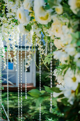 Fresh flower decorations for wedding ceremony