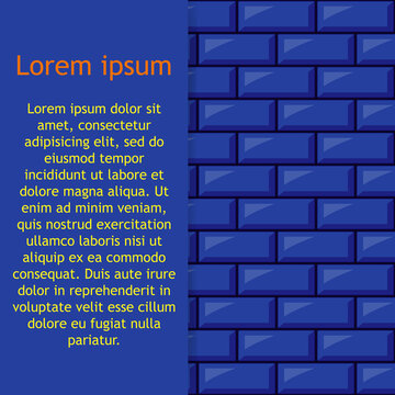 Subway seamless blue pattern. Brick wall. Vector