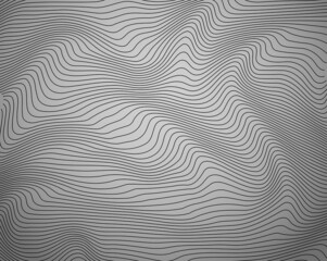 Abstract background with wavy lines. Black and gray vector pattern.