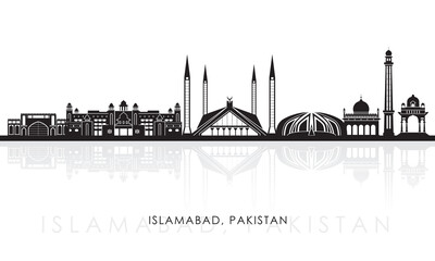 Silhouette Skyline panorama of city of Islamabad, Pakistan - vector illustration