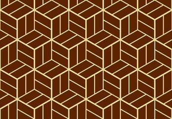 The geometric pattern with lines. Seamless vector background. Gold and brown texture. Graphic modern pattern. Simple lattice graphic design