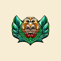 Illustration skull with eagle design vector