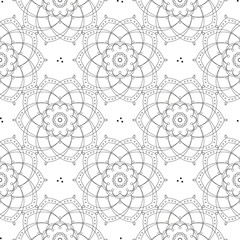 Seamless geometric pattern mandala. Ethnic pattern in black and white