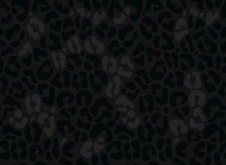 
Leopard vector seamless print, black background, trendy texture for textile.