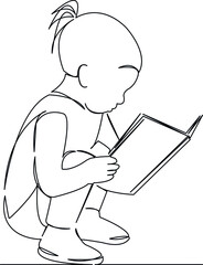 little girl reading a book