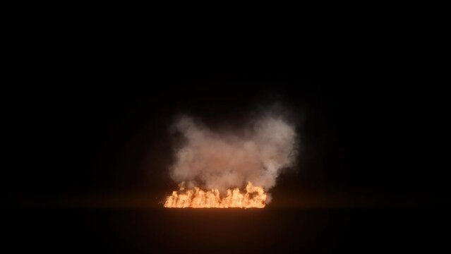 3D Animation on explosion of fire flames with sparks and smoke with alpha channel (transparent background). Easy use. Drag and drop in your project with any non-linear editing software like:Adobe Afte