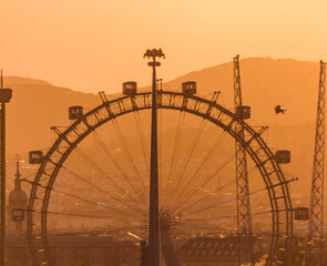Vienna, Austria: Riesenrad ferris wheel at sunset