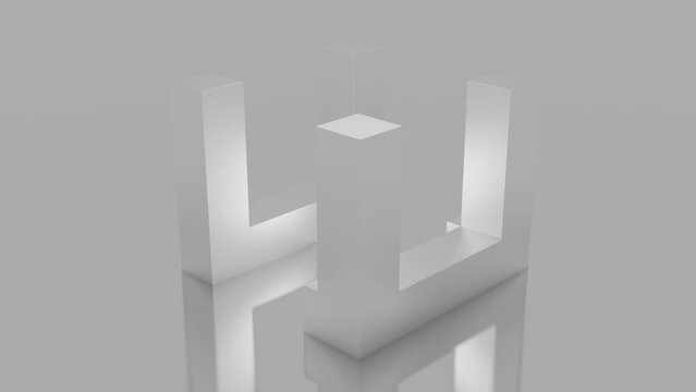 looped abstract composition of moving geometric shapes. 3d render