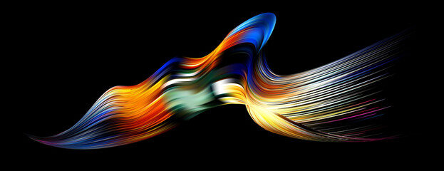 Cloth colorful abstract twisted fluide shape flow. Trendy liquid design. 3D colored abstract Flow shapes stream paint. Deep analysis brushstroke colorful banner. Vector illustration realistic dye.