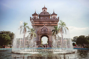 16 July 2019 , Vientiane Laos , Patuxay monument vientiane laos Patuxai is one of Vientiane’s most noticeable landmarks. Patuxai, which translates to “Victory Gate”