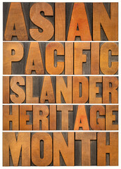 Asian Pacific Islander Heritage Month - isolated word abstract in vintage letterpress wood type, reminder of cultural event