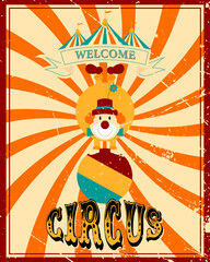 Vintage circus banner. With a picture of a clown