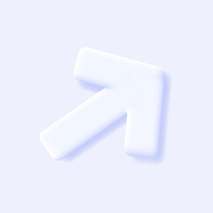 Arrow sign, volume 3d icon of white pointing arrow. Vector illustration