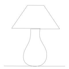 table lamp one continuous line drawing, isolated, vector