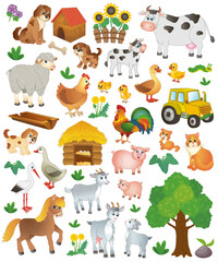 Obraz na płótnie Canvas large collection of funny farm animals. vector illustration