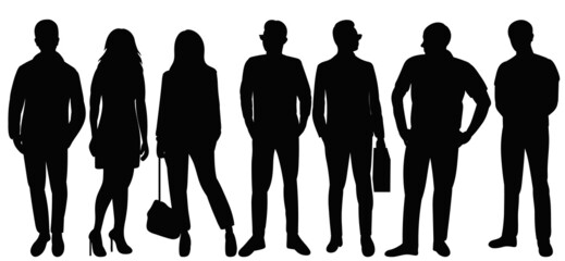 people silhouette, on white background, isolated, vector