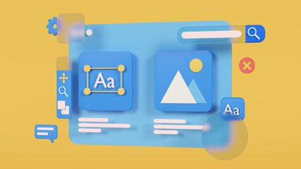 3d render user interface for graphics editing