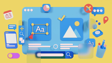 3d render user interface for graphics editing