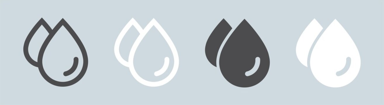 Water drop outline and solid icon. Water or oil drop sign.