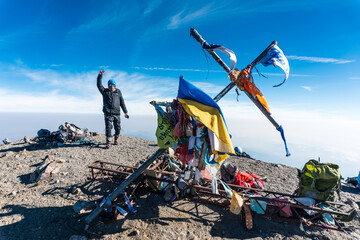 cross at the top of the pico de orizaba volcano