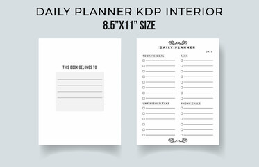 Minimalist planner pages templates. Organizer page, diary and daily control book. Life planners, weekly and days organizers or office schedule list.