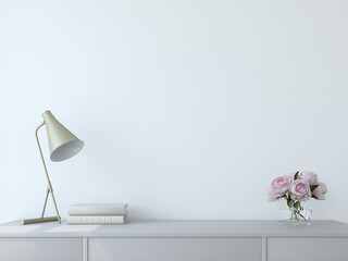 Interior mockup. Home office. 3d render.