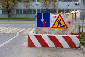   road sign about road works