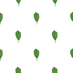 Leaves oak engraved seamless pattern. Vintage background botanical with forest foliage in hand drawn style.