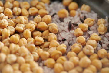 Chickpea rice in a cast iron pot